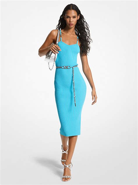 michael michael kors lace up ribbed dress|Ribbed Stretch Viscose Lace.